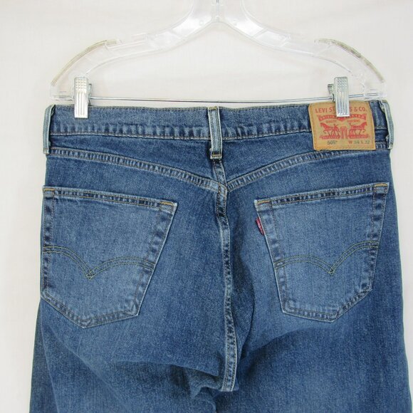 Levi 505 Red Tab Jeans Men's Straight Leg Mid Rise Medium Wash Size 34X31 - Picture 4 of 10